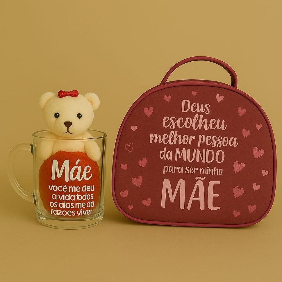 Dia das Mães – Necessaire Mãe + Caneca Porcelana 320ml Mãe Amo você