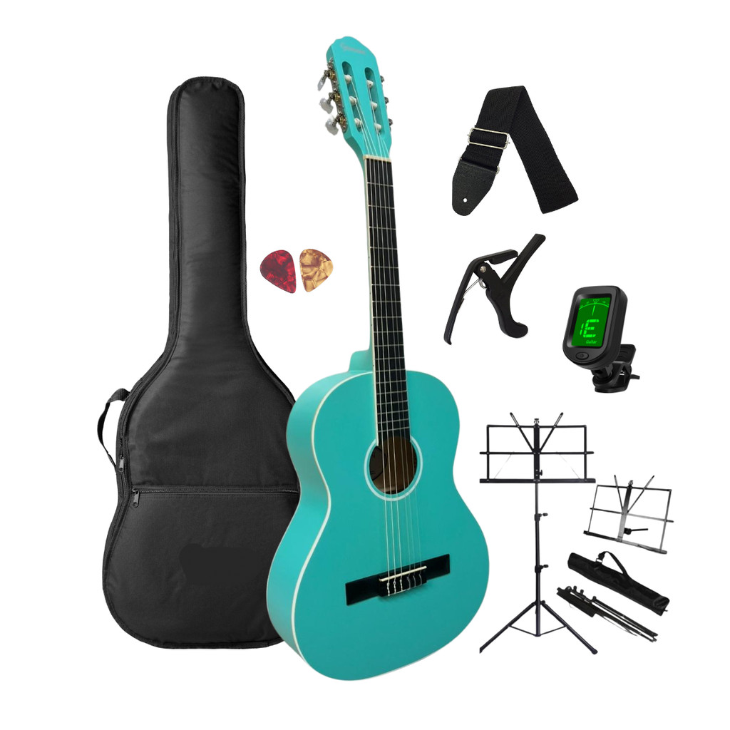 Violão 3/4 Estudante Nylon Giannini Start N-6 TBS Azul Acetinado Criaça de 7 a 12 Anos Completo