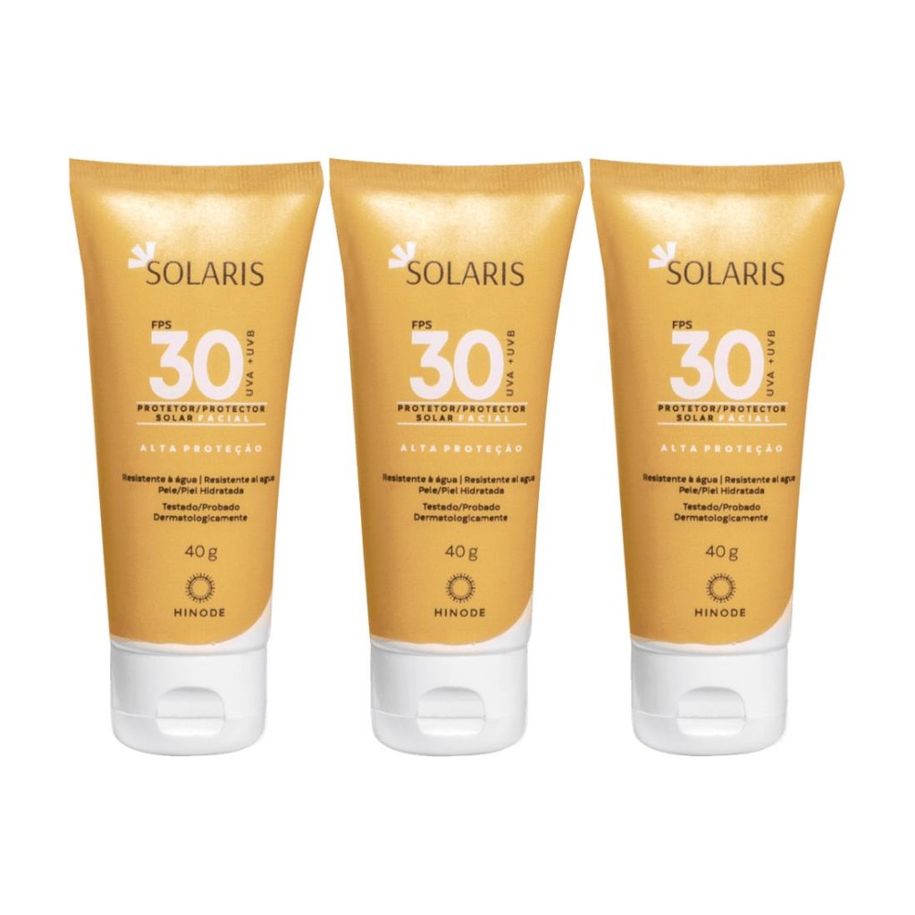 Kit Protetor Solar Facial Solaris UVA e UVB FPS 30 Solaris 40g - 3 uni
