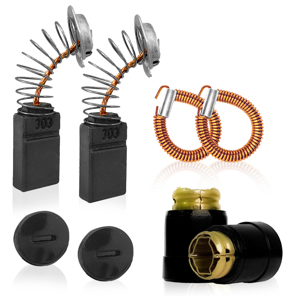 Kit Porta Escova Com Escova de Carvão e Mola Para Serra Mármore 4100nh /nh2/ Nh3/ Ns