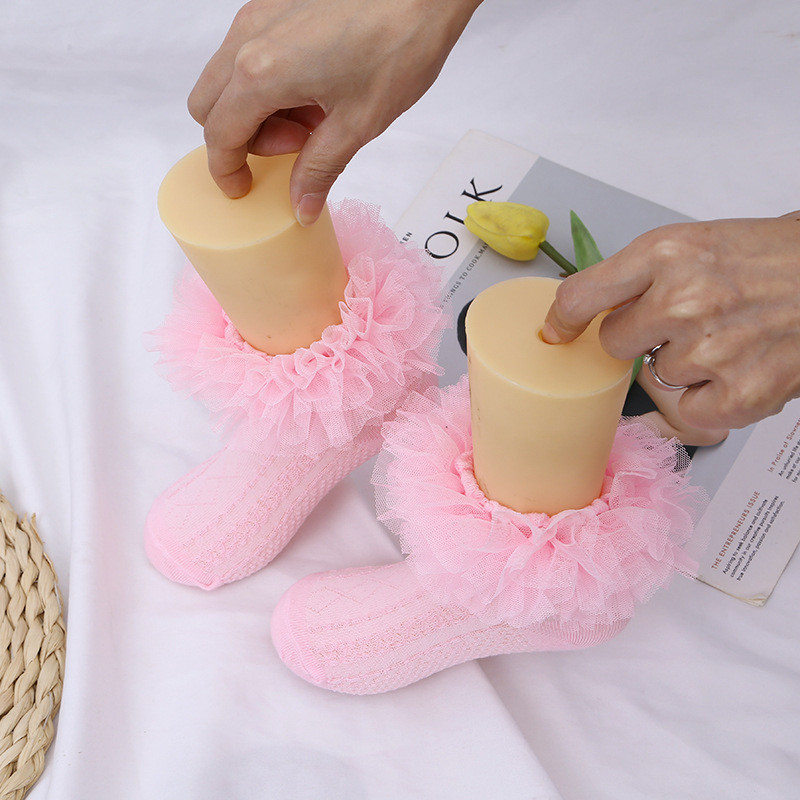 Novo estilo quatro estações gaze meias de renda de quatro camadas respirável confortável meias infantis meninas meias de em Oferta na Shopee