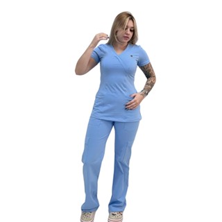 Conjunto Scrub Pijama Cirúrgico Verona Azul Fly Toque geladinho em Oferta na Shopee