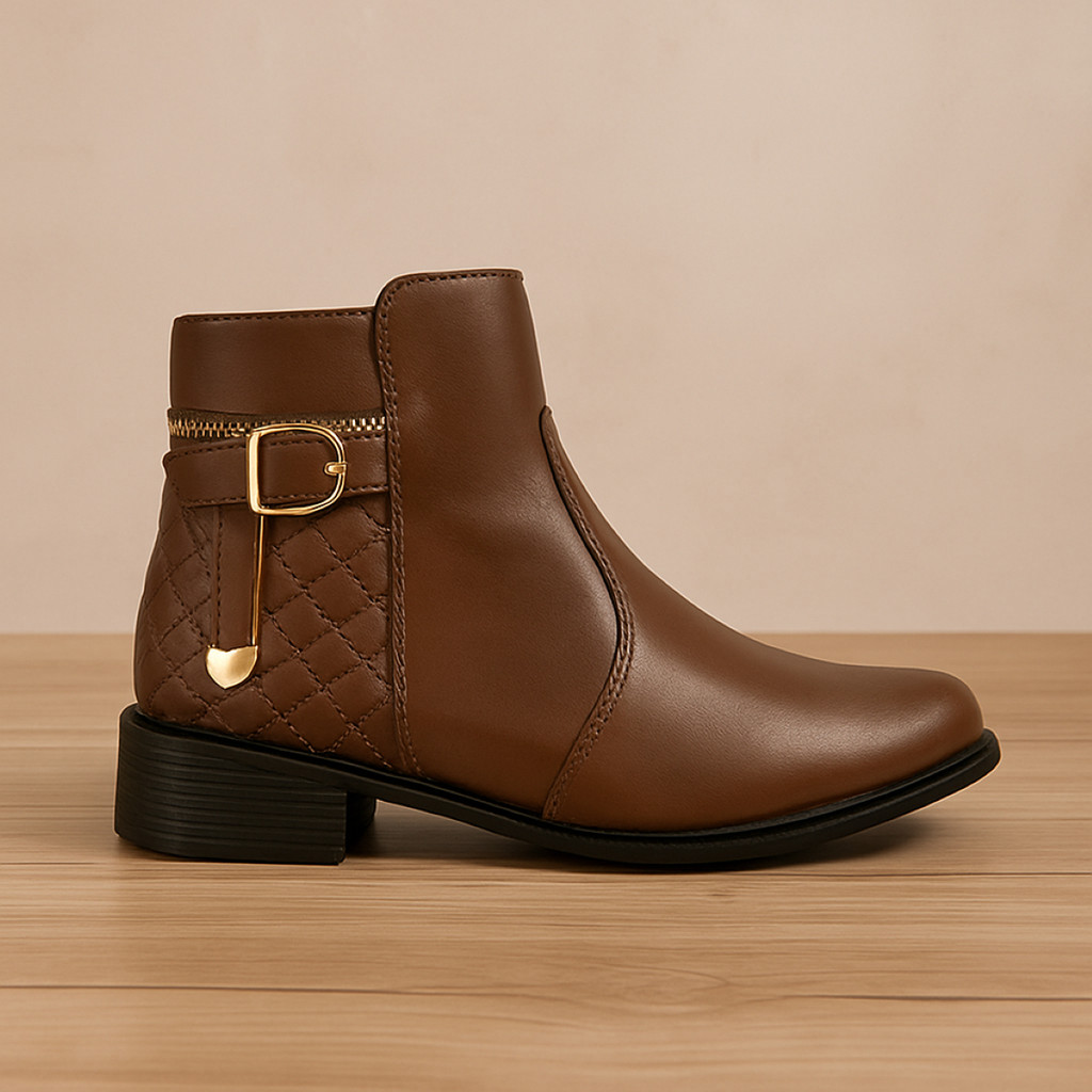 Bota Galocha Botina Mulheres Em Ziper Resistente Moda Casual