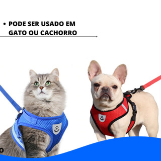 Coleira Peitoral Com Guia para Cães E Gatos Colete Respirável Regulável Super Confortável…