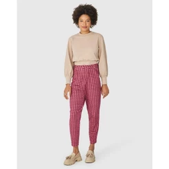 Calça Alfaiataria Feminina Estampa Pied De Poule Em Moletom Stretch