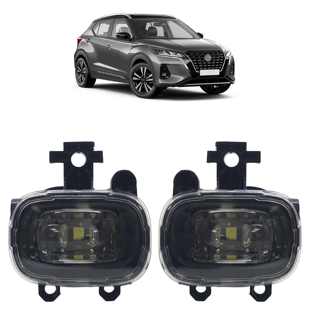 Farol Auxiliar Kicks 2021 2022 2023 2024 Led Carcaça Preto Lente Lisa Acrilico em Oferta na Shopee