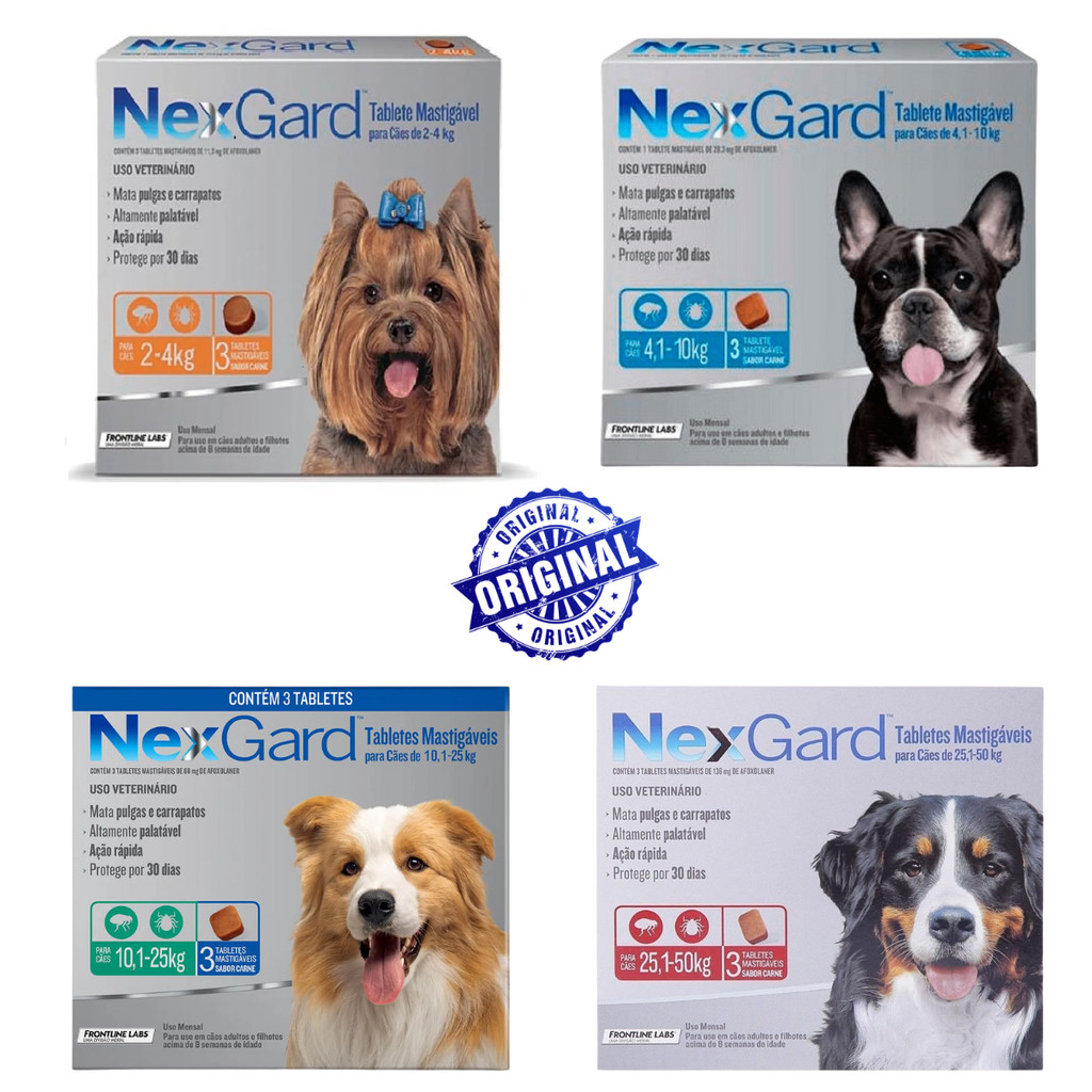 Nexgard 3 Comprimidos Para Pulgas e Carrapatos Cães em Oferta na Shopee