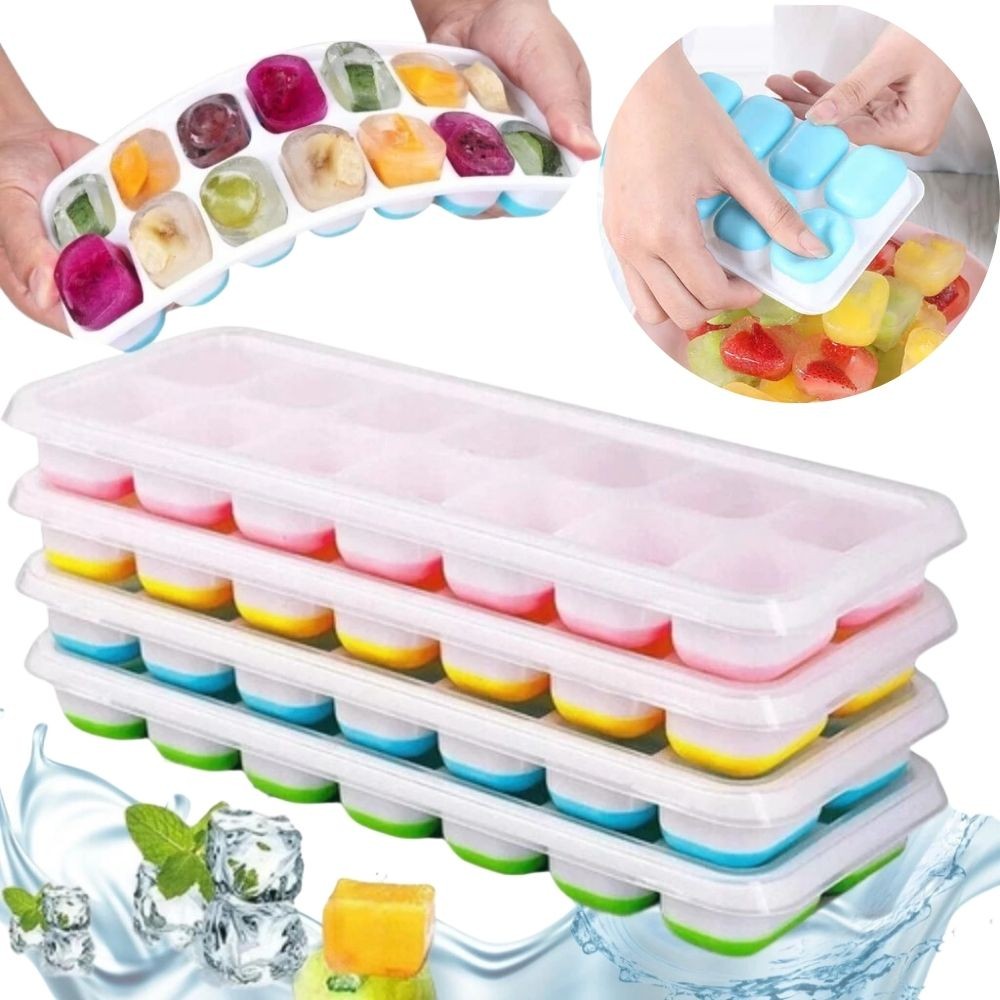Kit 8 Forminhas Gelo Papinha com Fundo Silicone e Tampa