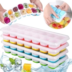 Kit 8 Forminhas Gelo Papinha com Fundo Silicone e Tampa