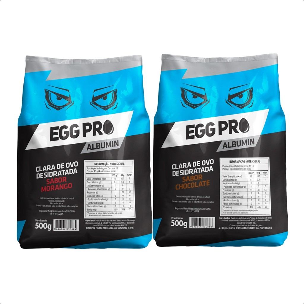 Albumina Desidratada Kit 2 Sabores Variados 1kg Suplemento Protéico Alta Concentração Proteína Pura