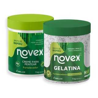 Kit Novex Broto de Bambu Gelatina 1KG + Creme Para Pentear 1KG em Oferta na Shopee