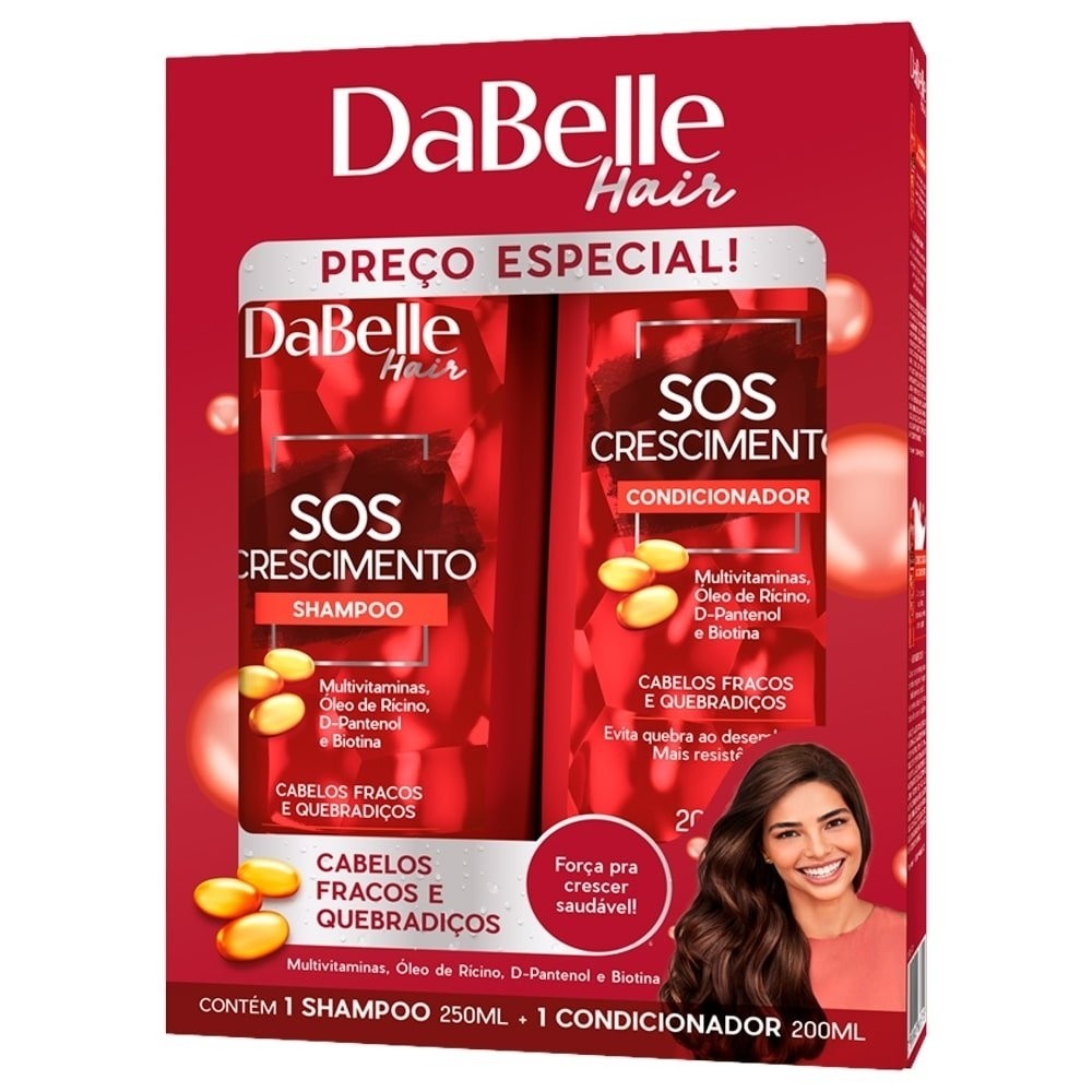 Shampoo 250ml + Condicionador Dabelle SOS Crescimento 200ml em Oferta na Shopee