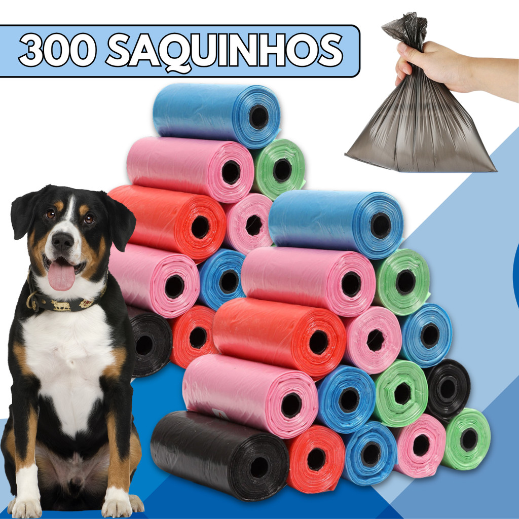 KIT 20 Rolos Refil Cata Caca 300 Saquinhos De Lixo Pet Cachorro Gato