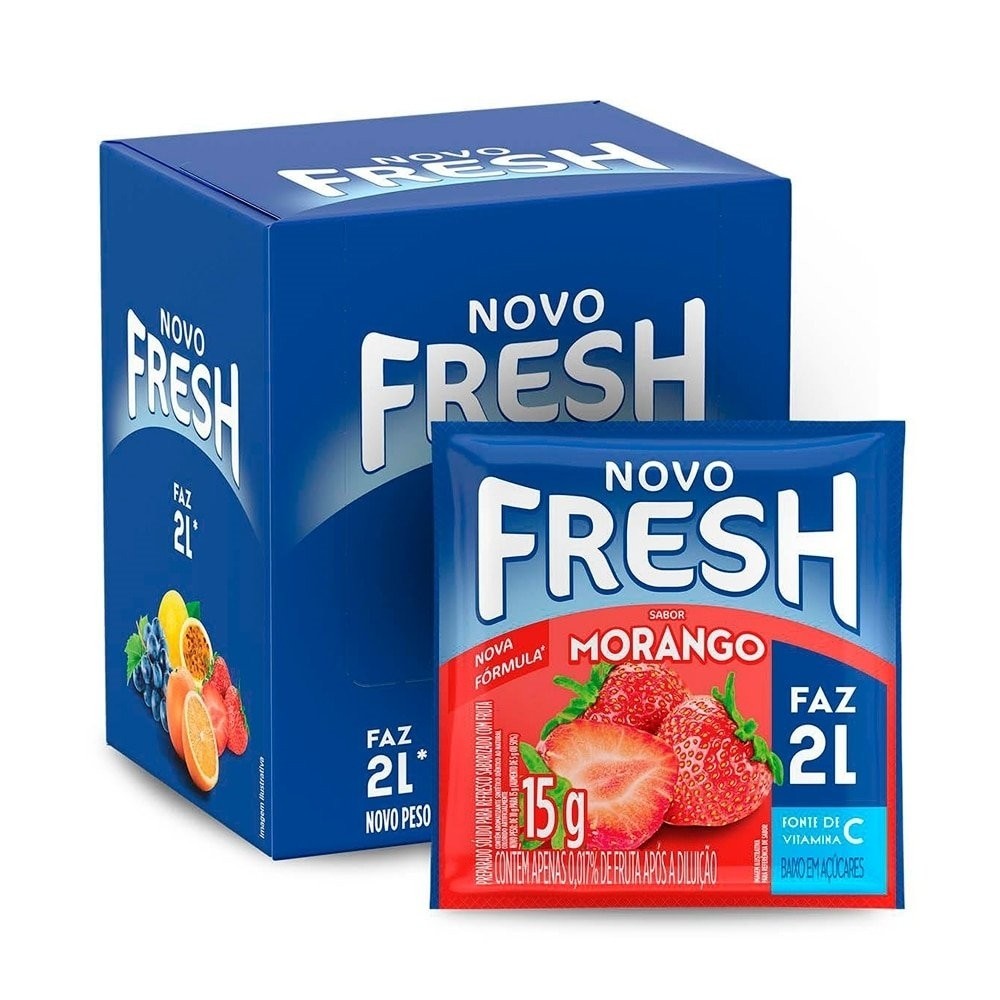 Refresco em Pó Fresh Morango 15g Display com 15 Unidades em Oferta na Shopee