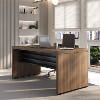 Escrivaninha Mesa Escritório 1350 Cm Tamburato Robusta e Elegante Nogal/Preto em Oferta na Shopee