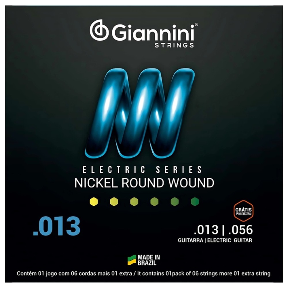 ENCORDOAMENTO GIANNINI GEEGST.13 P/ GUITARRA NIQUEL 013 (mí extra)