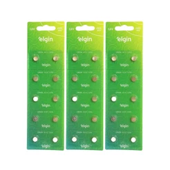 Kit 30 Baterias Pilhas Alcalina Lr626 1,5v 3 Cartela Elgin