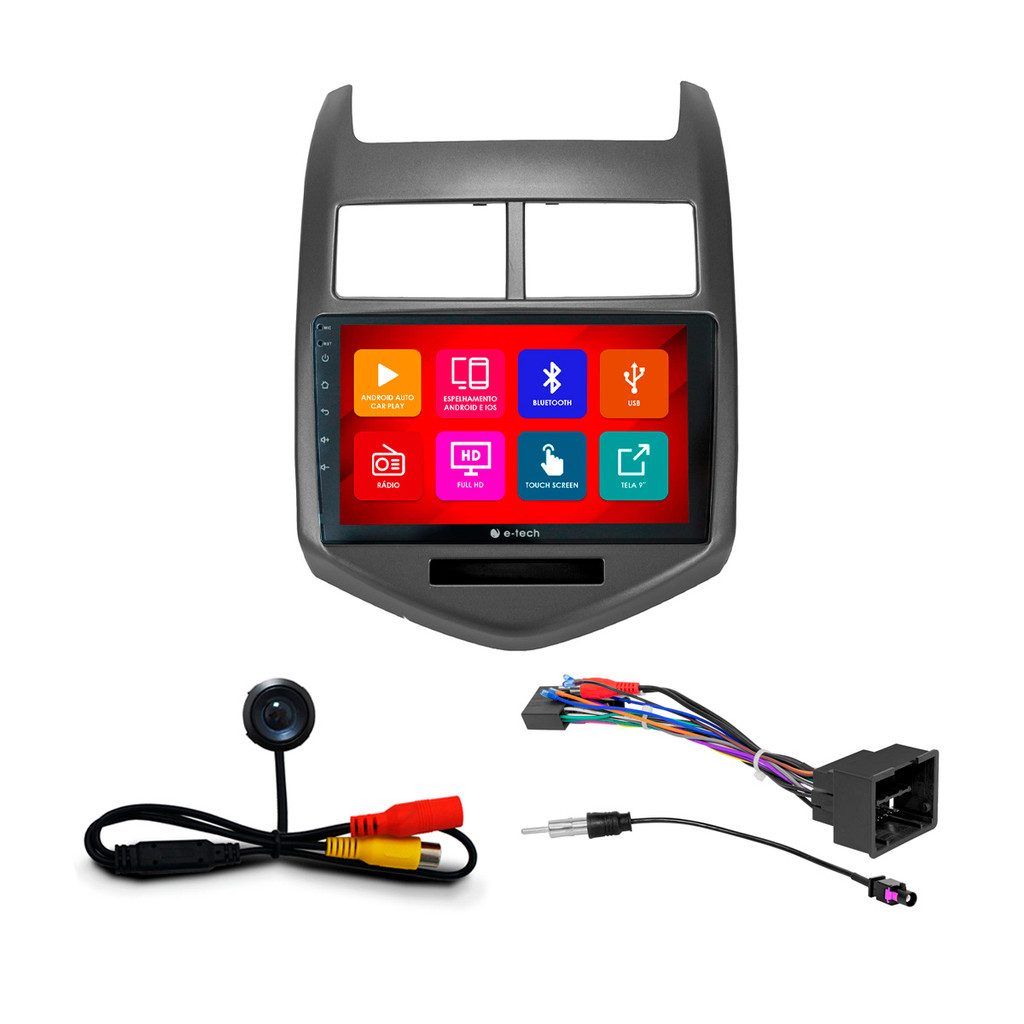 Kit Multimídia 9 Pol Sonic 2012 2013 14 15 16 2017 2018 Android Auto CarPlay Qa+ 2 Din Grafite Espelhamento Android Ios em Oferta na Shopee