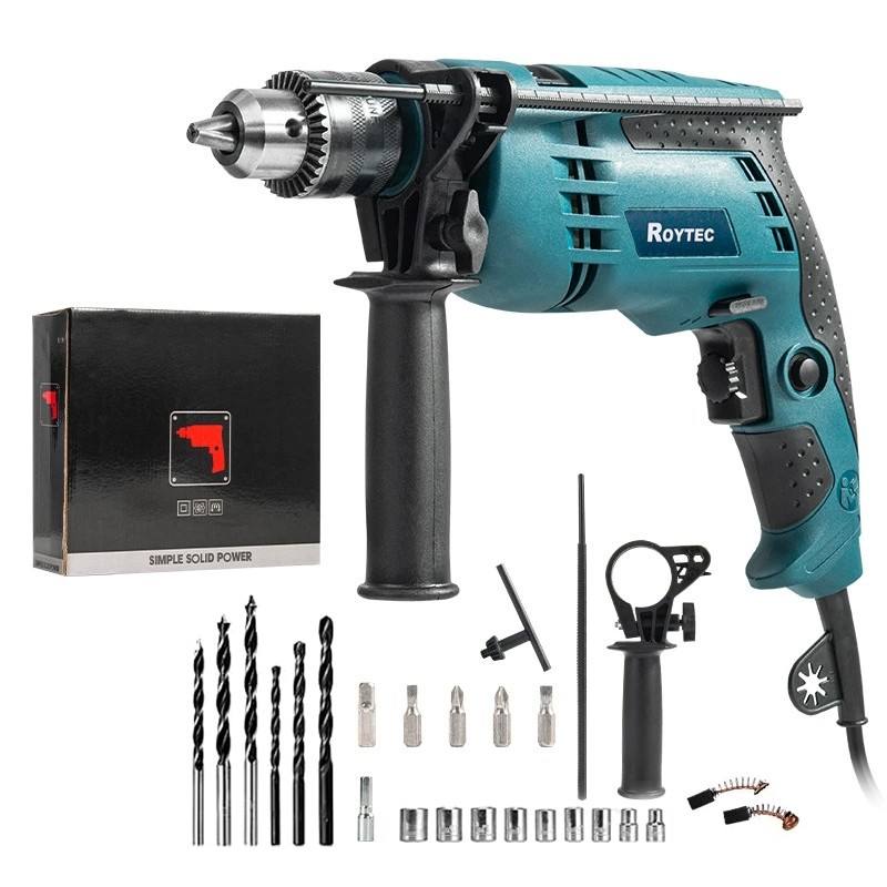 Furadeira De Impacto 1/2 13mm 110v Com Jogo De Brocas Bits + Maleta Acessórios Profissional 26 Pcs