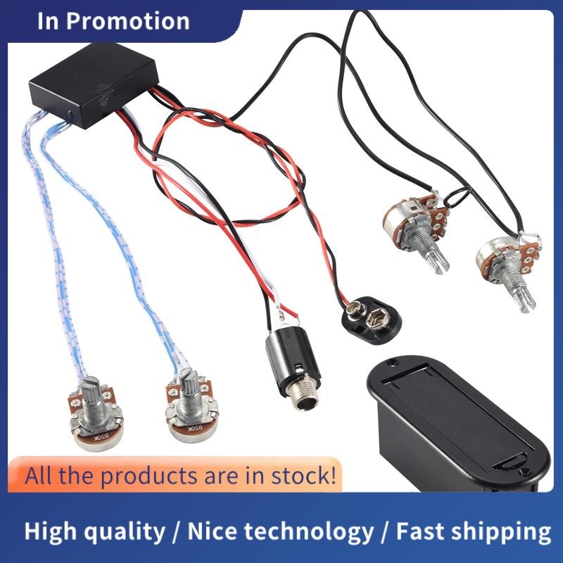 2 Bandas Ativo Baixo Guitarra EQ Equalizador Pré-Amplificador Circuito Captador Preto