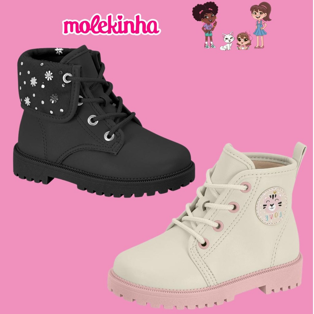 Bota Coturno Infantil Menina Molekinha Baby Tratorada Berlim Conforto em Oferta na Shopee