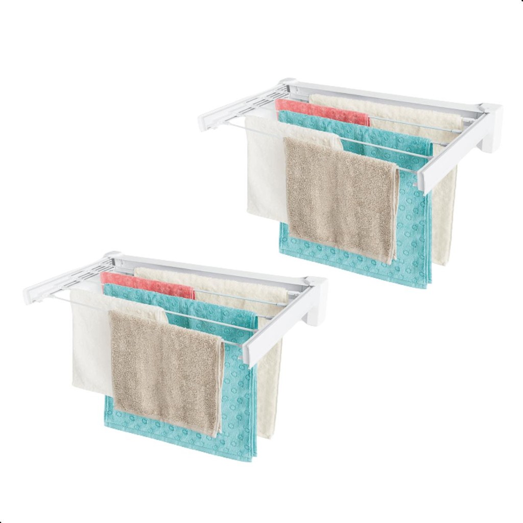 Kit Varal de Parede Retrátil Branco 2 Unidades em Oferta na Shopee