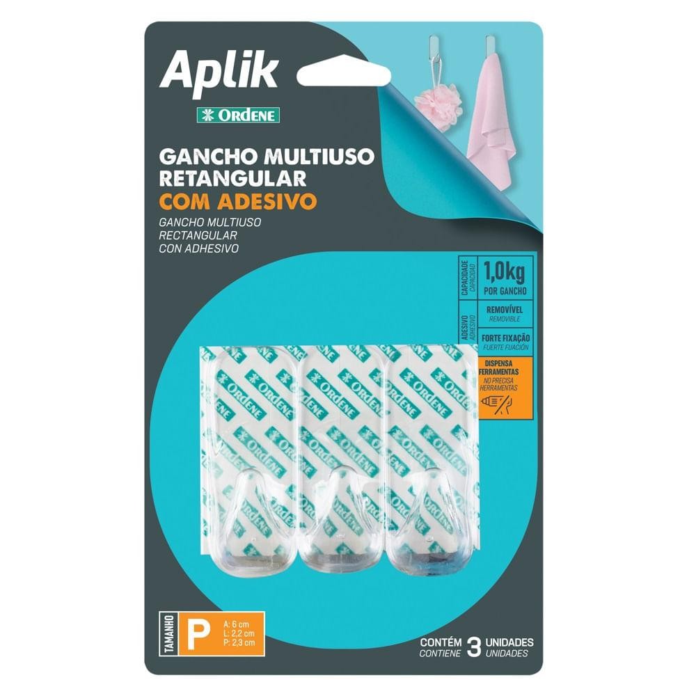Gancho Adesivo Plástico Retangular Pequeno Cristal Aplik Ordene 3 Peças em Oferta na Shopee