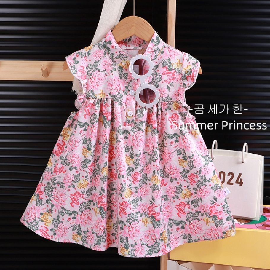 Vestido de princesa roupas infantis 2024 vestido infantil vestido de verão vestido feminino Hanfu 3 anos de idade roupas