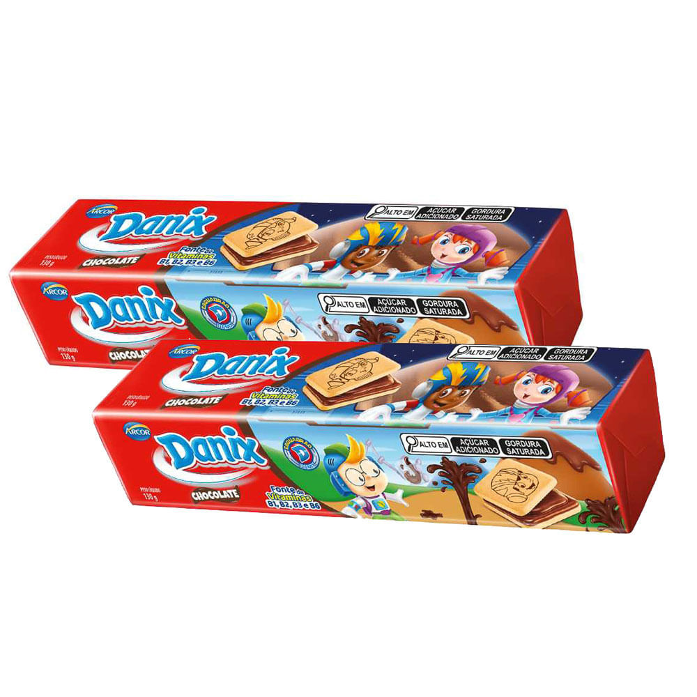 Kit 2 Biscoito Recheado Danix Sabor Chocolate 130g - Food & Beverages
