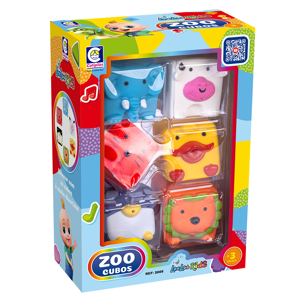 Brinquedo Looloo Kids Zoo Cubos Em Vinil Para Bebês em Oferta na Shopee