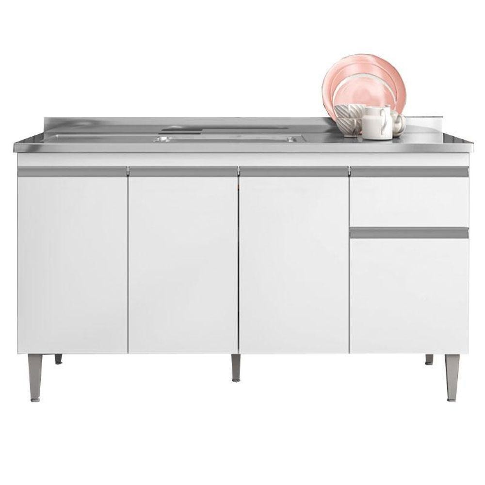 Balcão De Pia Tatiane 150 Cm Branco Brilho - Ajl em Oferta na Shopee