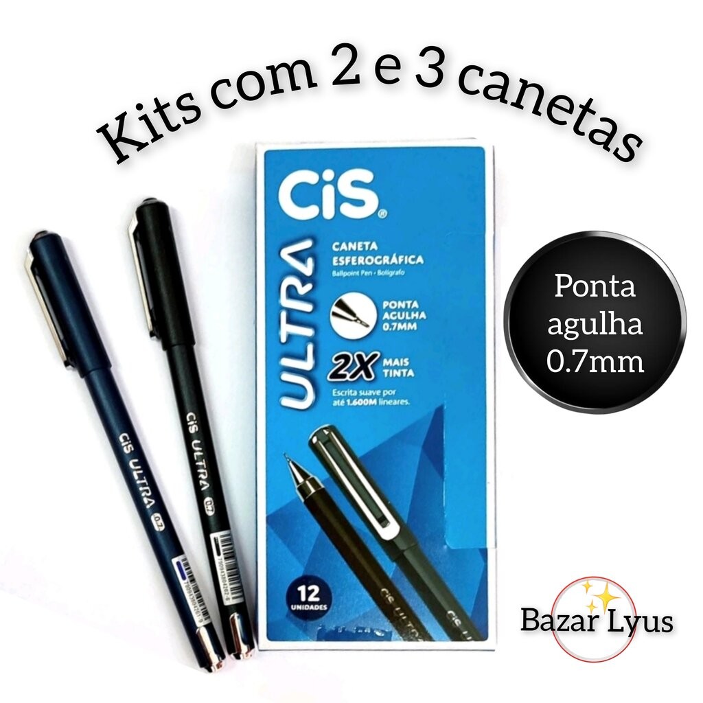 Caneta Esferográfica Cis ULTRA 0.7mm Ponta Fina em Oferta na Shopee