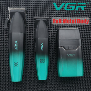 VGR Kit De Máquinas De Corte De Barbeiro Profissional Lâmina DLC Metal Completo 9000RPM Máquina Cabelo Homem Barbearia 0