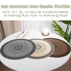Jogo Americano Descanso De Mesa Jantar 38Cm Kit 6 ou 4 Flexível Elegante E Rústico Multiuso
