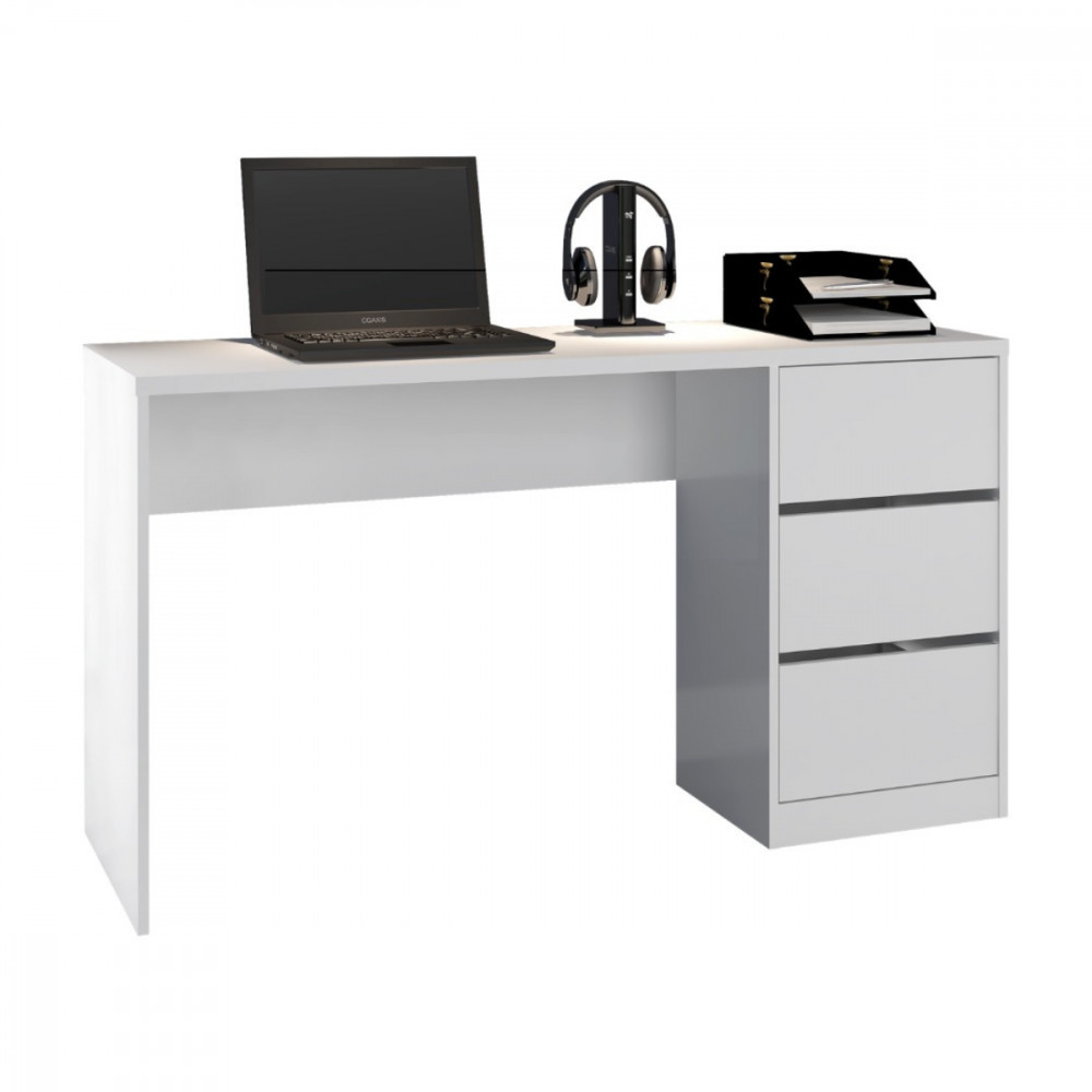 Escrivaninha para Escritório 3 Gavetas Branco Fosco Atualle - Home & Living