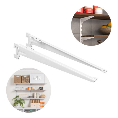 Kit 20 Suportes com Aba Para Trilho Cremalheira Prateleira Kit (10 Pares) Resitente Reforçado
