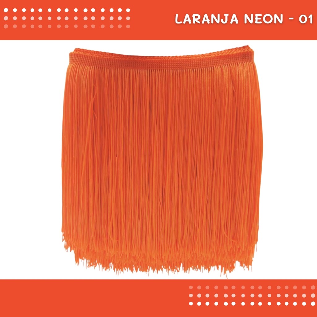 Franja de Tecido Acetinado - 20 cm - Grade de Cores - Rolo C/10 Mts COR:LARANJA-NEON-01 em Oferta na Shopee