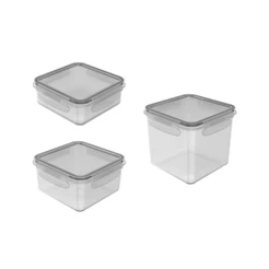 Kit de potes herméticos quadrado Ou 3 peças - Natural
