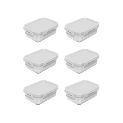 Kit de potes herméticos retangular Ou 6 peças - Branco