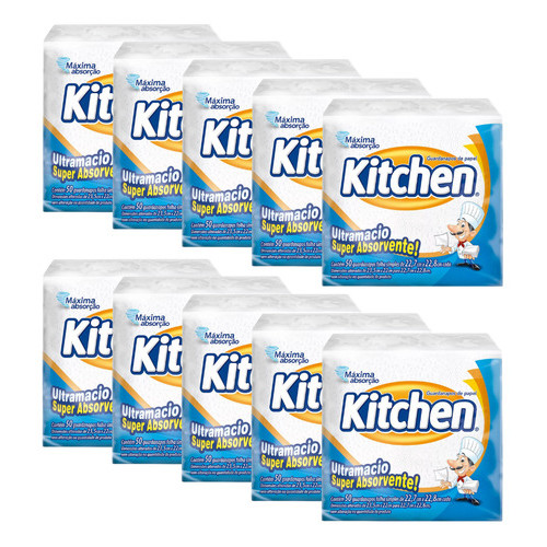 Kit 10 Guardanapos Kitchen 22,7x22,8cm Folha Simples 500 Unidades Branco em Oferta na Shopee