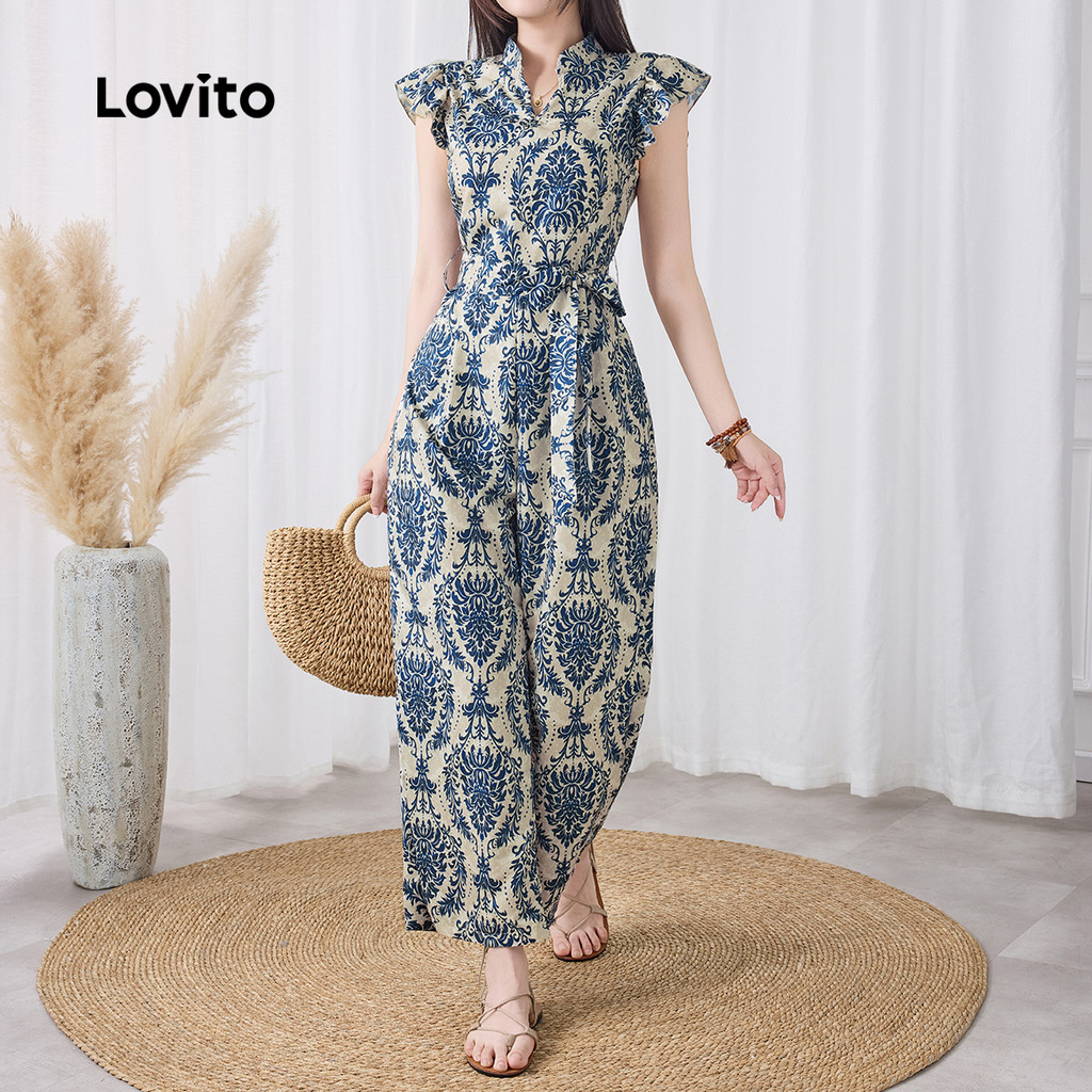 Lovito Macacão Boho Tribal Print Com Cadarço E Zíper Para Mulheres L133ED204 - Women Clothes