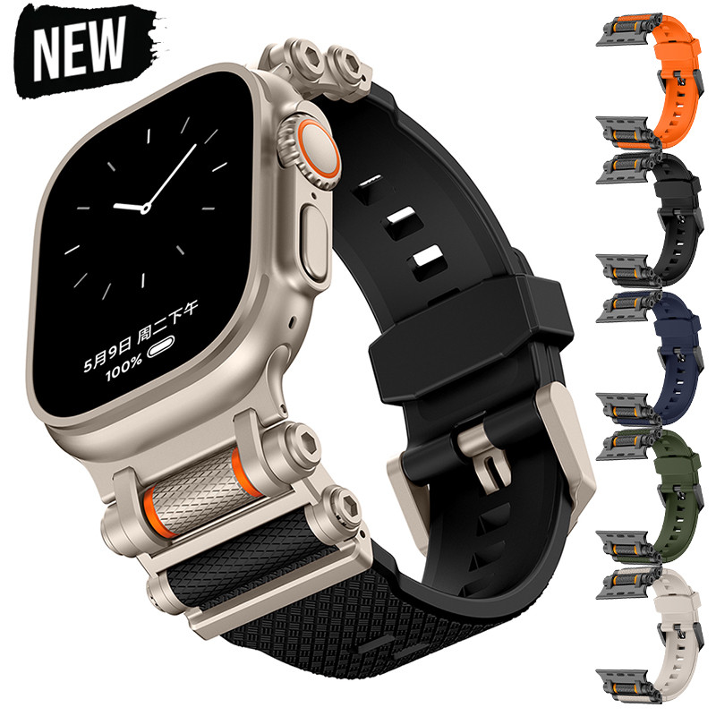 Luxo Silicone TPU Esporte Pulseira Banda Para Apple Watch Ultra 2 49mm 46mm 45mm 44mm 42mm IWatch Série 10 9 8 7 SE 6 5 em Oferta na Shopee