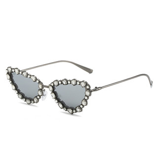 Nova Moda Diamante Gato Olho Y2K Óculos De Sol Com Armação De Metal Para Mulheres Picantes