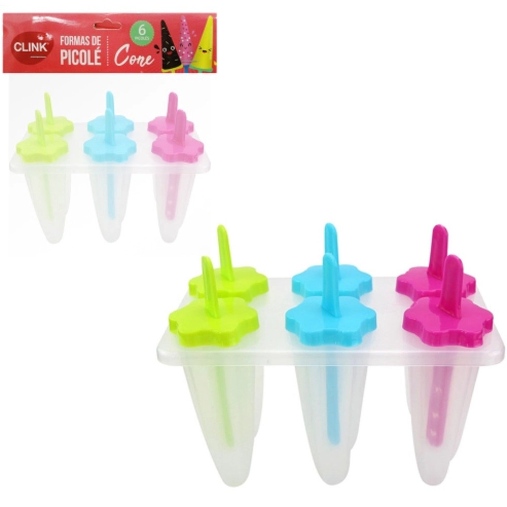 Forma Sorvete Picolé Cone 6 Cavidades C/ Palito Colorido