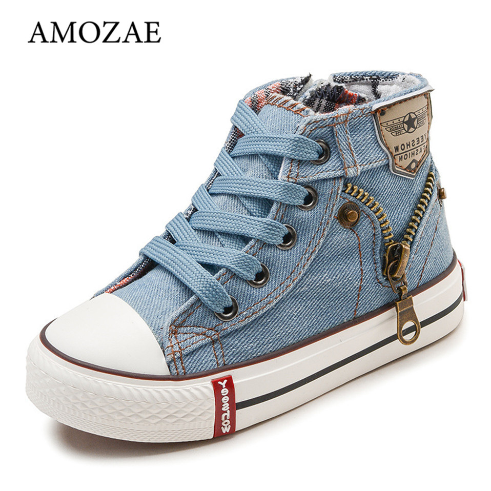 2024 Lona Crianças Sapatos Esporte Respirável Meninos Tênis Marca Para Meninas Jeans Casua...