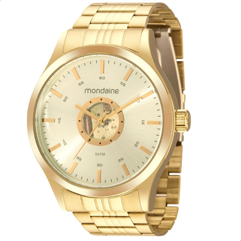 Relógio Masculino Mondaine Dourado Prova D'Água Original Presente 99633GPMVDE3