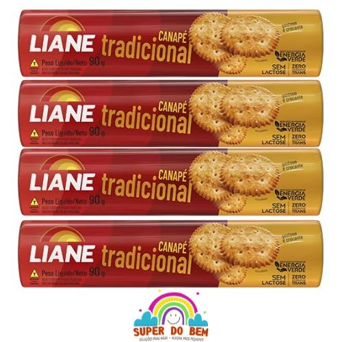 4X Biscoito Canapé Sabor Tradicional 90g Liane Sem Lactose | Zero Leite | Vegano em Oferta na Shopee