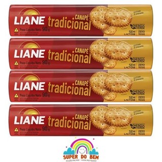 4X Biscoito Canapé Sabor Tradicional 90g Liane Sem Lactose | Zero Leite | Vegano