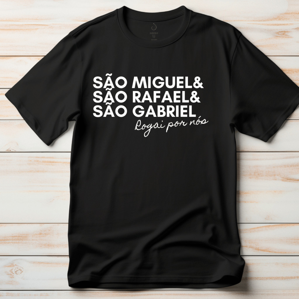 Camiseta Unissex T-shirt Algodão Católica Fé Devoção Arcanjos São Miguel São Rafael São Gabriel Adulto InfantilPlus Size