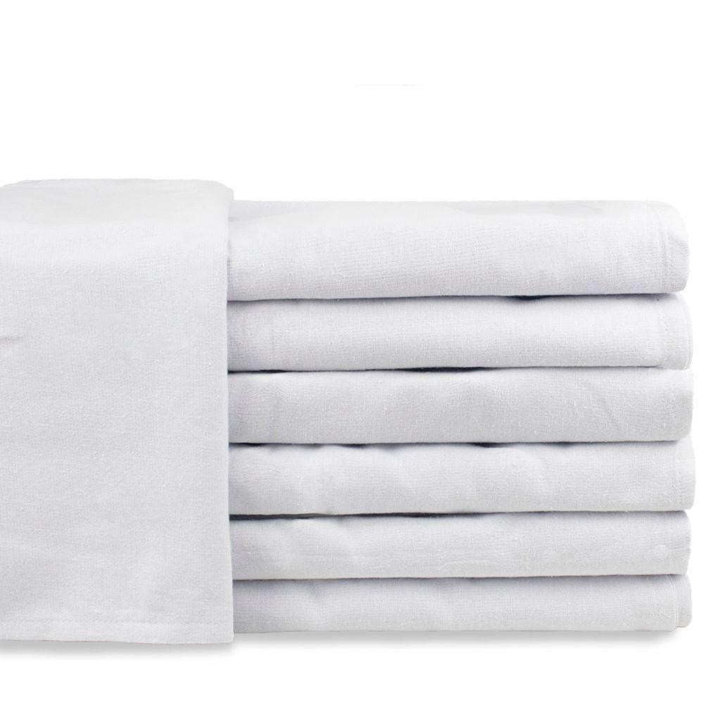 Kit Com 10 Panos De Prato Branco Liso Grosso 50x68cm - Home & Living